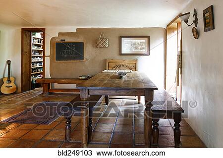 Stock Image - Traditional indigenous dining room. Fotosearch