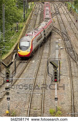 Picture - Train switching tracks. Fotosearch