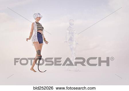 Woman with artificial leg wearing virtual reality goggles View Large Photo Image Stock Photograph - Woman with artificial leg wearing virtual reality goggles. Fotosearch