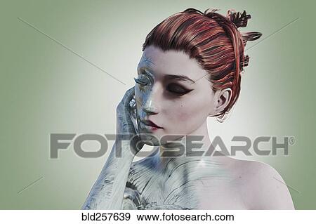 Woman with partially green skin View Large Photo Image Stock Photo - Woman with partially green skin. Fotosearch