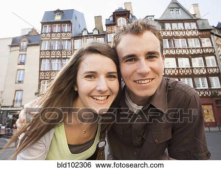Stock Photograph - Smiling Caucasian couple. Fotosearch
