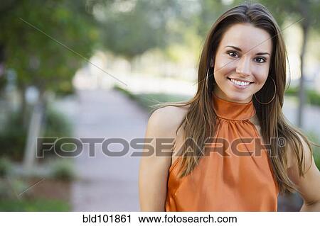 Stock Image - Smiling Caucasian woman. Fotosearch