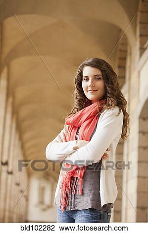 Stock Image - Smiling Caucasian woman. Fotosearch