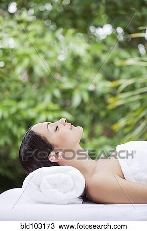 Caucasian woman waiting for spa treatment View Large Photo Image Stock Image - Caucasian woman waiting for spa treatment. Fotosearch
