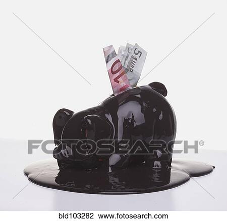 Euro banknotes in melting piggy bank View Large Photo Image Stock Image - Euro banknotes in melting piggy bank. Fotosearch