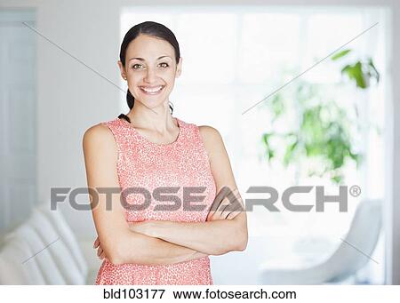 Stock Photo - Smiling Caucasian woman. Fotosearch