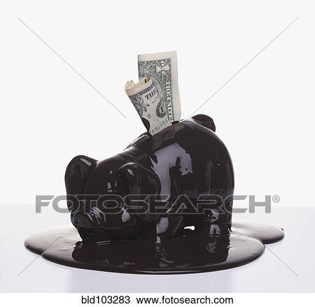 US banknotes in melting piggy bank View Large Photo Image Stock Image - US banknotes in melting piggy bank. Fotosearch