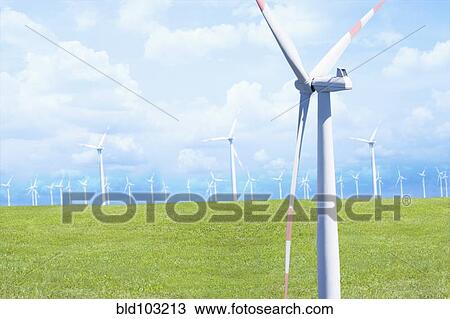 Wind farm in field View Large Photo Image Stock Image - Wind farm in field. Fotosearch