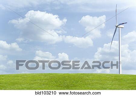 Wind turbine in field View Large Photo Image Stock Image - Wind turbine in field. Fotosearch