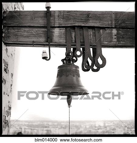 Bell hanging from wooden beam View Large Photo Image Stock Image - Bell hanging from wooden beam. Fotosearch