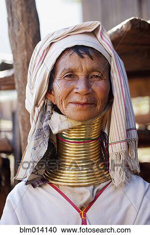 Burmese woman with tall, traditional neck rings View Large Photo Image Stock Image - Burmese woman with tall, traditional neck rings. Fotosearch
