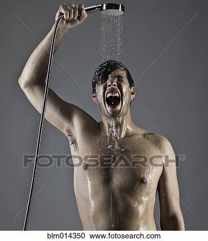 Caucasian man taking a shower View Large Photo Image Stock Image - Caucasian man taking a shower. Fotosearch