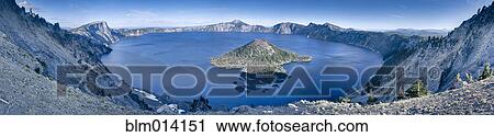 Stock Image - Island in Crater Lake. Fotosearch