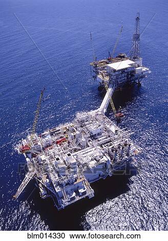 Stock Image - Oil rig on the ocean. Fotosearch