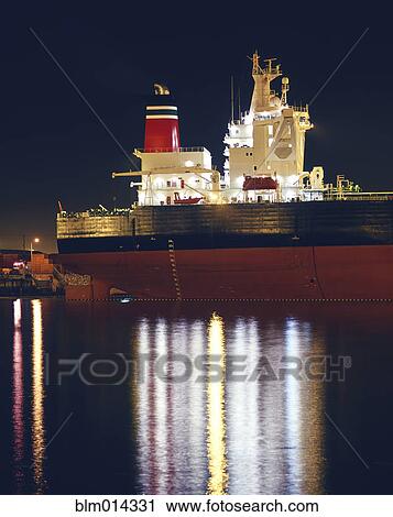 Stock Image - Ship moored in port of Los Angeles. Fotosearch