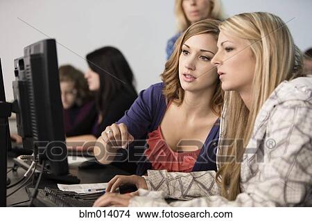 Students studying together in computer lab View Large Photo Image Picture - Students studying together in computer lab. Fotosearch