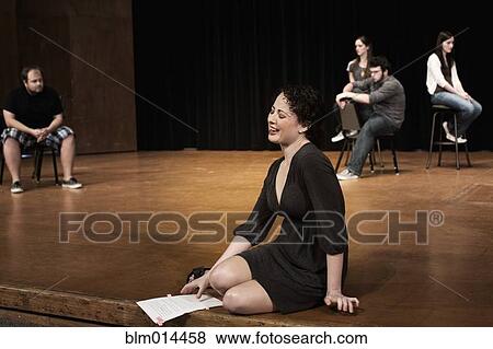 Actors rehearsing on stage View Large Photo Image Stock Photo - Actors rehearsing on stage. Fotosearch
