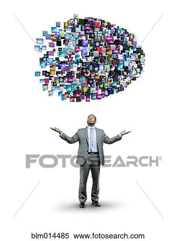 African American businessman underneath cloud of technology images View Large Photo Image Stock Photography - African American businessman underneath cloud of technology images. Fotosearch