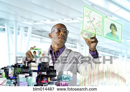 Stock Photo - Black scientist working with scientific images. Fotosearch
