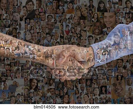 Stock Photography - Montage of images of people and hand shaking. Fotosearch