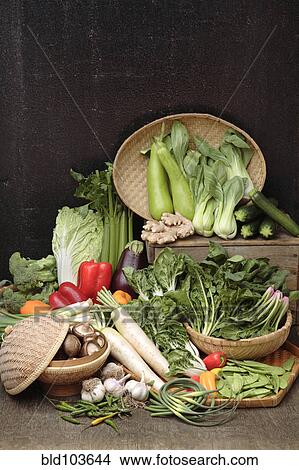 Picture - Baskets full of vegetables. Fotosearch