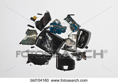 Stock Image - Broken cell phone. Fotosearch