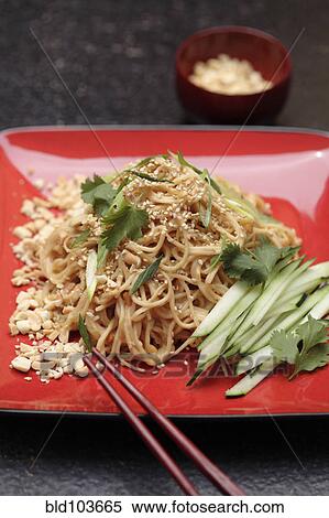 Cold sesame noodles in peanut sauce View Large Photo Image Stock Photography - Cold sesame noodles in peanut sauce. Fotosearch