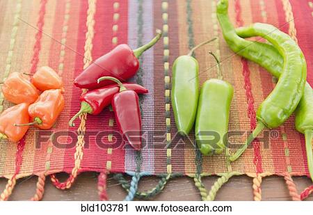 Stock Image - Colorful chili peppers. Fotosearch