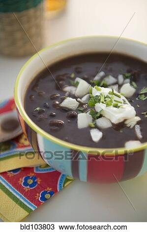 Mexican black bean soup View Large Photo Image Stock Image - Mexican black bean soup. Fotosearch