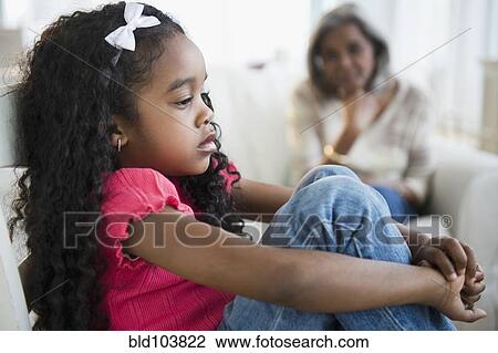 Stock Image - Sad African American girl. Fotosearch