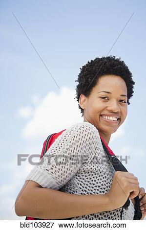 Smiling African American woman View Large Photo Image Stock Photo - Smiling African American woman. Fotosearch