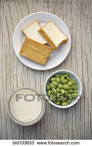 Soy milk, beans and tofu View Large Photo Image Stock Image - Soy milk, beans and tofu. Fotosearch