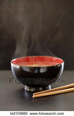 Steaming bowl of miso soup View Large Photo Image Stock Photo - Steaming bowl of miso soup. Fotosearch