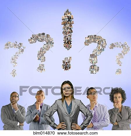 Business people with question marks above their heads View Large Photo Image Stock Image - Business people with question marks above their heads. Fotosearch