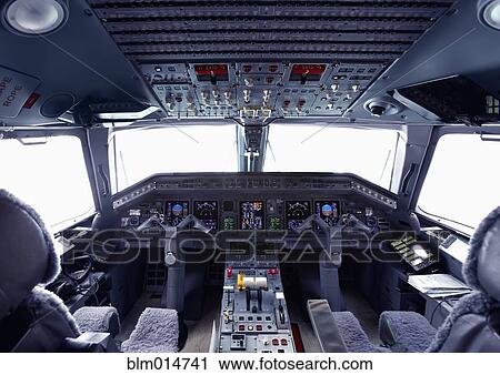 Stock Image - Cockpit of jet. Fotosearch