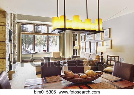 Stock Photography - Interior of elegant dining room and living room. Fotosearch