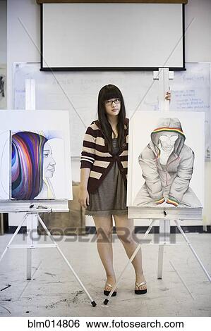Korean artist displaying artwork View Large Photo Image Stock Photograph - Korean artist displaying artwork. Fotosearch