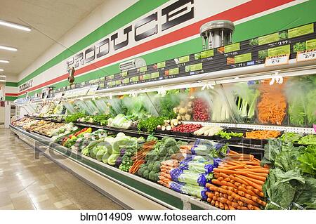 Produce aisle in grocery store View Large Photo Image Stock Photo - Produce aisle in grocery store. Fotosearch