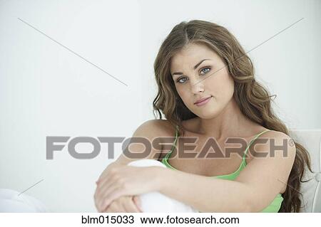 Stock Image - Smiling Caucasian woman. Fotosearch