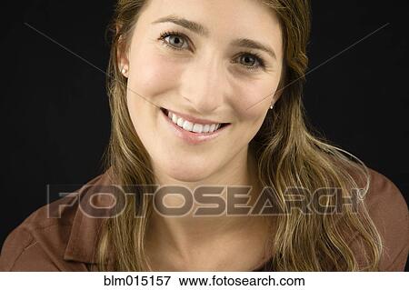 Stock Photo - Smiling Caucasian woman. Fotosearch