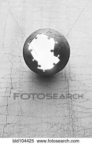 Stock Photography - Glowing opening in puzzle sphere. Fotosearch
