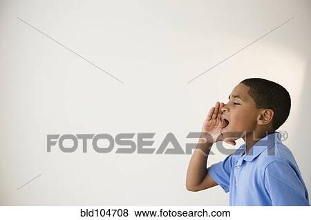 Stock Photo - Hispanic boy shouting. Fotosearch