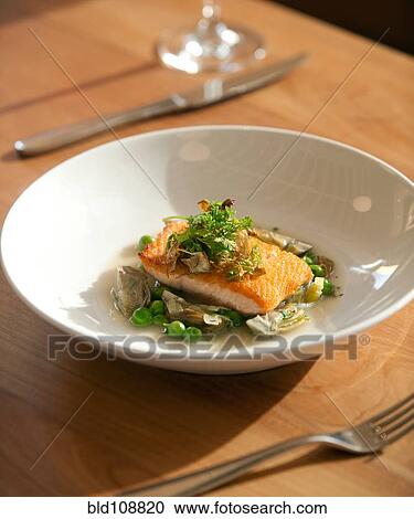Plate of fish and vegetables View Large Photo Image Stock Image - Plate of fish and vegetables. Fotosearch