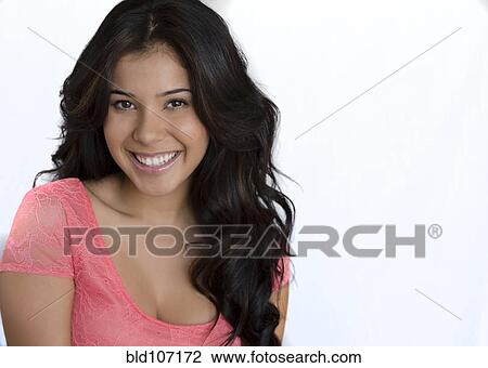 Stock Image - Smiling Hispanic woman. Fotosearch