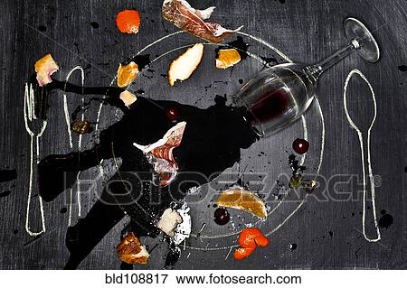 Wine glass and food spilled onto chalkboard View Large Photo Image Stock Photo - Wine glass and food spilled onto chalkboard. Fotosearch