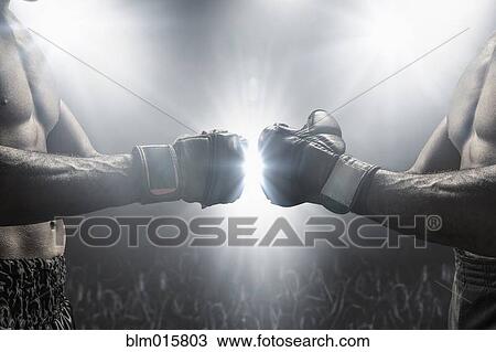 Boxers touching gloves before fight View Large Photo Image Stock Image - Boxers touching gloves before fight. Fotosearch