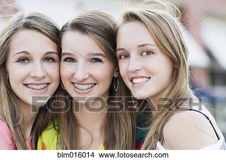Picture - Smiling Caucasian friends. Fotosearch