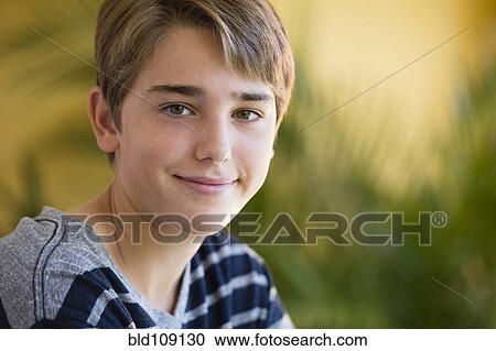 Stock Image - Caucasian boy smiling. Fotosearch