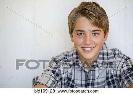 Stock Photo - Caucasian boy smiling. Fotosearch