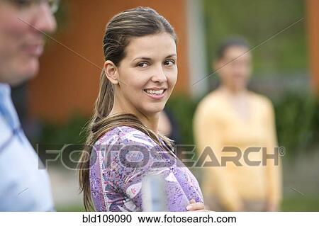 Stock Image - Hispanic woman smiling . Fotosearch